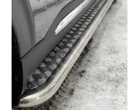 Ford Explorer с 2010-2019 боковые подножки Hector D60 из нержавеющей стали и накладным листом из алюминия 